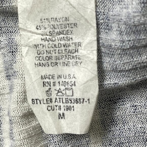 Sadie & Sage Striped Duster Cardigan Women's Medium Gray Open Front Knit Cover - Picture 10 of 10